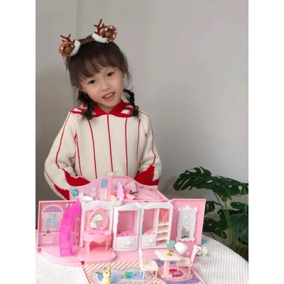 Ngôi Nhà Búp Bê Thiết Kế Dạng Túi Xách Kèm 2 Búp Bê, Đồ Chơi Búp Bê Dễ Thương Cho Bé