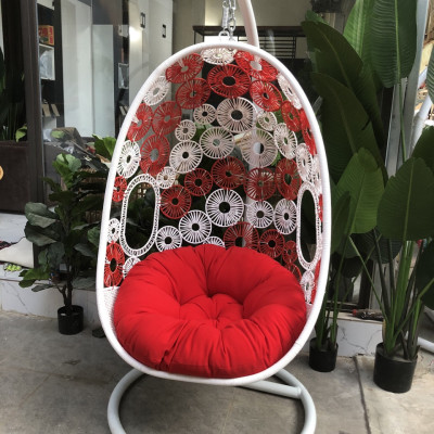 Xích đu đơn hoa mai XĐN 6 chất liệu khung sắt mây nhựa cao cấp juno sofa