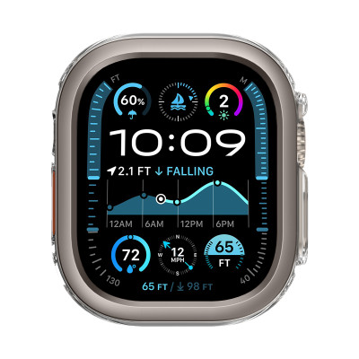 Ốp Case PC Trong Suốt Viền Màu cho Apple Watch Ultra 1/2 49mm - Hàng Chính Hãng