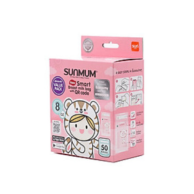 Hộp 50 túi đựng sữa Sunmum 250ml kèm 5 zipper 18x23cm