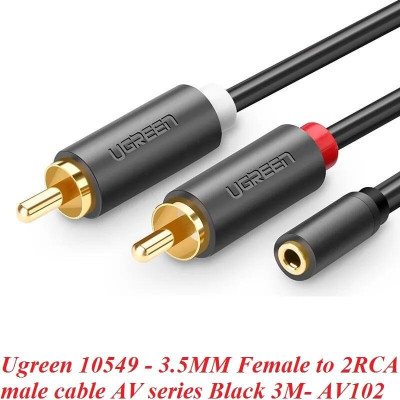 Ugreen UG10549AV102TK 3M màu Xám Cáp âm thanh 2 đầu Bông sen sang 3.5mm - HÀNG CHÍNH HÃNG