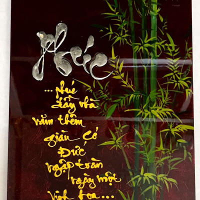 Tranh sơn mài chữ ,thơ kèm họa tiết 30x40 cm ý nghĩa thích hợp làm quà tặng, trang trí,...