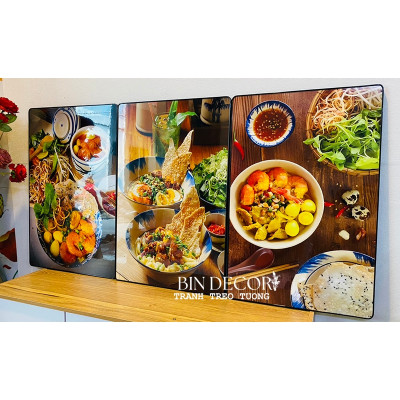 (ẢNH THẬT) Tranh treo tường trang trí decor quán mì quảng có khung kèm đinh treo