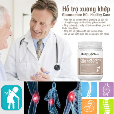 Glucosamine Úc Healthy Care HCL 1500mg Hỗ trợ giảm đau nhức xương khớp, tăng trưởng và hồi phục sụn, sản xuất chất nhầy cho khớp 400V - OZ Slim Store
