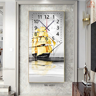 Tranh Tráng Gương Đồng Hồ Thuận Buồm Xuôi Gió Đem Tài Lộc Cho Gia Chủ