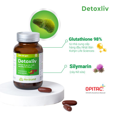 Viên uống thải độc gan Detoxliv Glutathion 98% hộp 1 lọ 30 viên