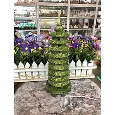 Tháp văn xương 9 tầng phong thủy đá ngọc Ấn Độ - Cao 28 cm