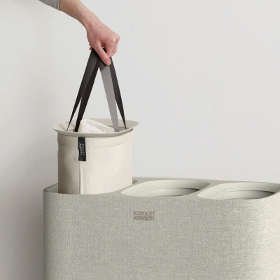 Thùng Đựng Đồ Giặt 3 Ngăn Có Quai Xách Joseph Joseph 50021 Tota Trio 90L Màu Kem Hàng chính hãng