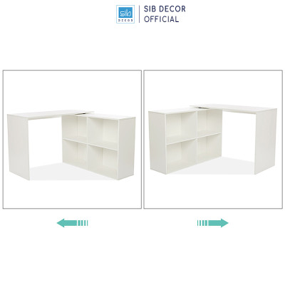 Bàn Làm Việc Chữ L Xoay Linh Động Màu Trắng/ Đen Hiện Đại Thương Hiệu SIB Decor