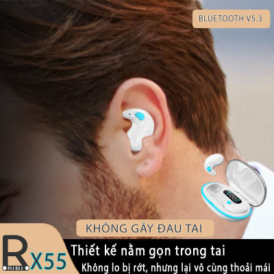 Tai nghe bluetooth nhét tai RiBi X55 - Siêu mỏng - Nằm gọn trong tai - Không gây đau tai - Invisible Wearing - Hàng chính hãng