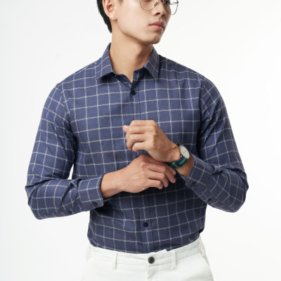 Áo Sơ Mi Caro Melange Nam Cotton Chống Nhăn Tự Nhiên N&M Thương Hiệu NINOMAXX 2110030