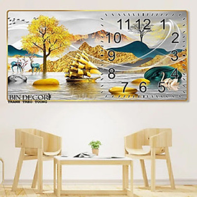 Tranh đồng hồ tráng gương thuận buồm xuôi gió 11 trang trí decor quà tặng tân gia