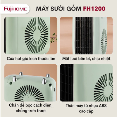 Quạt sưởi gốm ấm Mini nhập khẩu không khô da Fujihome, Hàng Chính hãng bảo hành 2 năm