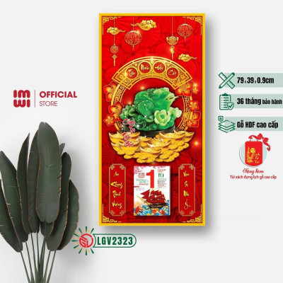 Lịch gỗ treo tường Thiềm Thừ Chiêu Tài Tiến Bảo IMWI LGV2323