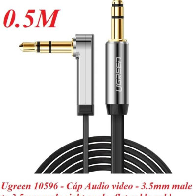 Ugreen UG10596AV119TK 0.5M màu Đen Cáp âm thanh 2 đầu 3.5mm dương đầu vuông góc mạ vàng - HÀNG CHÍNH HÃNG