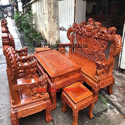bàn ghế rồng khuỳnh gỗ hương đá