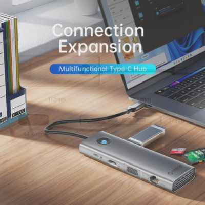 Hub đa năng 8 trong 1 cổng TypeC ORICO-PW11-8P-SV-EP - Hàng chính hãng