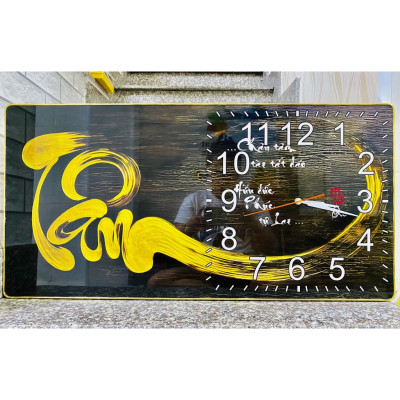 TRANH ĐỒNG HỒ TRÁNG GƯƠNG - TRANH ĐỒNG HỒ TREO TƯỜNG CHỮ TÂM - TRANH ĐỒNG HỒ KIM TRÔI - CHẠY ÊM( TẶNG KÈM ĐINH 3 CHÂN)
