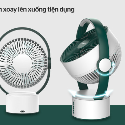 Quạt sạc tích điện SUNHOUSE SH7116, quạt mini để bàn kiêm đèn ngủ, 3 mức gió siêu mát - Hàng chính hãng