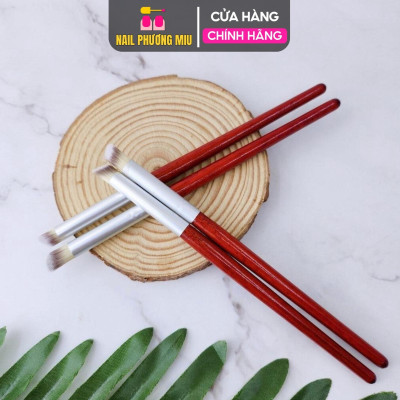 Cọ Ombre Đầu Tròn Cán Gỗ Đỏ Đầu Xiên, Lông Mềm, Dề Cầm, Dễ Tán Màu, Cọ Dặm Omber Chuyên Dụng Làm Móng Nail Phương Miu Cosmetic Nữ Trang Điểm