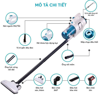 Máy hút bụi cầm tay Votemm Hàn Quốc (600W) - Hàng chính hãng 2 chiều hút thổi bụi, chạy êm, bảo hành 1 năm