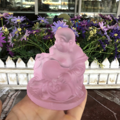 Tượng Phật Di lặc ngồi phong thuỷ đá lưu ly đặt bàn làm việc, taplo xe ô tô