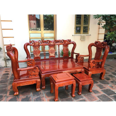 Bàn ghế gỗ phòng khách minh quốc đào gỗ xoan