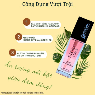 COMBO 6 Lọ Xịt Khử Mùi DEORA CLEAR Quyên Lara 50ml, Khử Mùi Hôi Nách, Ngăn Tiết Mồ Hôi