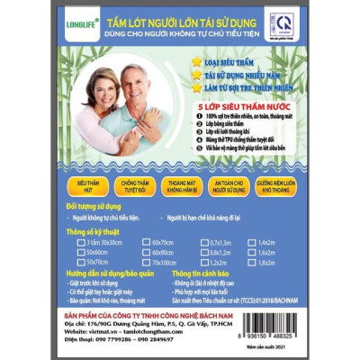 Tấm lót chống thấm cho người già Longlife size 50x70cm