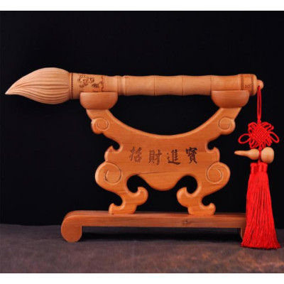 Bộ giá, bút Văn Xương gỗ đào - Vật phẩm phong thủy cầu sự nghiệp, thi cử, học vấn, công danh