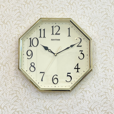 Đồng hồ treo tường Nhật Bản Rhythm CMG614CR18. KT 30.0 x 30.0 x 4.2cm, 636g. Vỏ nhựa, dùng PIN.
