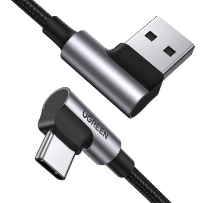 Ugreen UG20855US176TK 0.5M 2 đầu bẻ góc 90 độ cáp usb type C ra A mạ Nickel đầu bọc nhôm chống nhiễu - HÀNG CHÍNH HÃNG