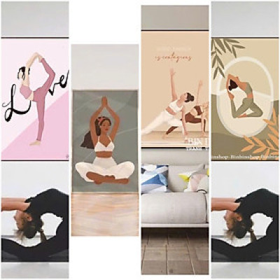 (HCM)Tranh treo tường tráng gương trang trí phòng tập yoga tặng kèm đinh