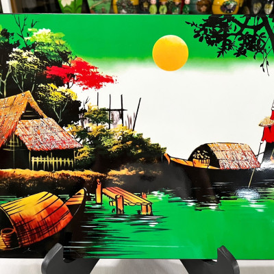 Tranh sơn mài - ĐỒNG QUÊ VIỆT NAM -Hàng xuất khẩu size 30x40 cm