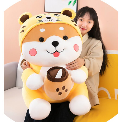 Thú nhồi bông shiba cosplay hổ ôm trà sữa - Size từ 40cm đến 55cm - Quà tặng shiba ôm trà sữa nhồi bông êm mịn dễ thương - Gối ôm mềm mịn cho bé