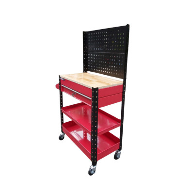 XE ĐẨY DỤNG CỤ 1 NGĂN KÉO CÓ MẶT BÀN GỖ VÀ TẤM TREO