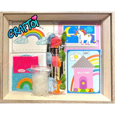 KIM NHỰA Bộ Thủ Công Trẻ Tự Làm Thú Bông 5+ UNICORN SWEET CORN Craftoi Felt DIY Sewing toy with safety needle