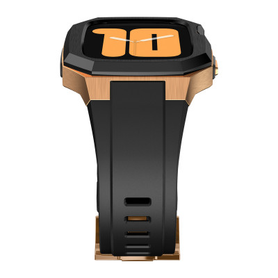 Ốp Case Vỏ Thép Không Gỉ bảo vệ tích hợp dây đeo Fluororubber cho Apple Watch Series 4/5/6/7/8/9/SE1,2 Size 44mm/45mm - Hàng Chính Hãng