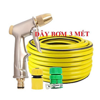 Bộ dây vòi xịt nước ️ , tăng áp 3 lần, loại 3m, 5m 206701-1 đầu đồng,cút,nối nhựa v+ móc khoá