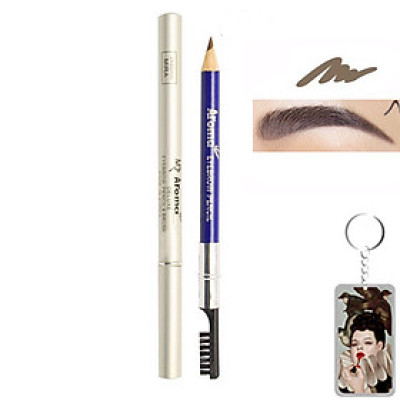 Chì vẽ mày sắc nét Aroma Eyebrow Pencil Hàn Quốc No.44 Gray Brown tặng kèm móc khoá