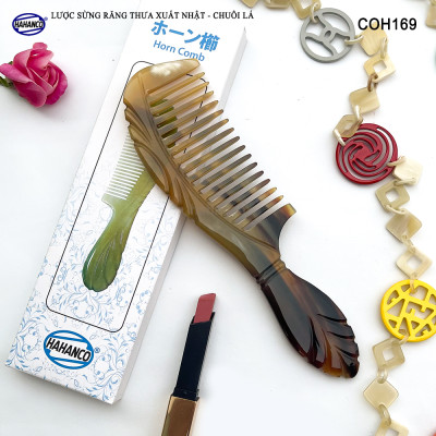 Lược Sừng Răng Thưa Chuôi Lá (Size: XL - 20cm) chải tóc, xoăn, rối, xù, mát xa đầu - COH169