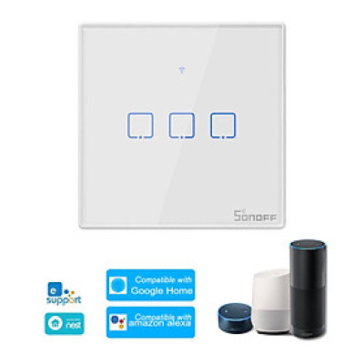 Công tắc đèn tường WiFi thông minh 433Mhz Ứng dụng điều khiển từ xa RF / Hẹn giờ SONOFF T2UK3C-TX  Gang