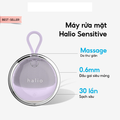 Máy Rửa Mặt Halio Sensitive Facial Device Dành Cho Da Nhạy Cảm - Sóng Âm Sạch Sâu, Kèm Hộp Treo