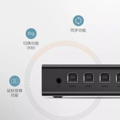 Ugreen UG60102CM229TK màu Đen Bộ chuyển mạch KVM 1 bộ chuột phím điều khiển đồng bộ 8 máy tính - HÀNG CHÍNH HÃNG