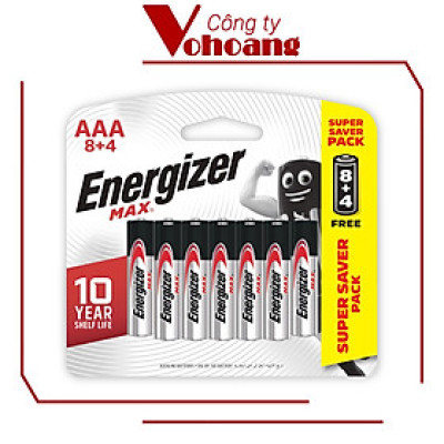 Pin Max 8 + 4 Viên Energizer E92 BP8+4 AAA
