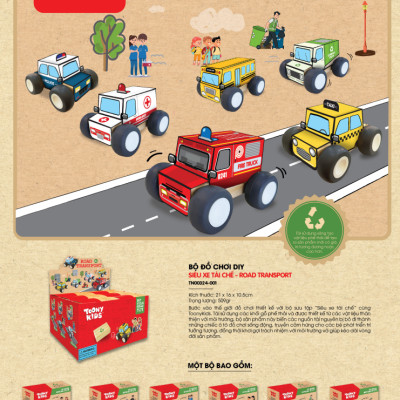 Bộ Đồ Chơi DIY TOONYKIDS Siêu Xe Tái Chế Road Transport Shool Bus TN00324-003 [Tặng Kèm Sticker]
