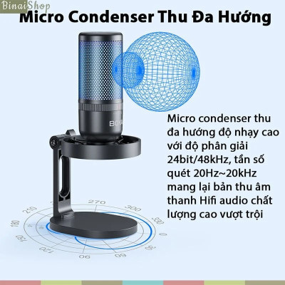 BOYA K3 / K7 / K9 - Micro Condenser USB, Sử Dụng Hiệu Ứng Ánh Sáng RGB Cho Streamer, Podcast, Giảng Dạy Trực Tuyến - Hàng chính hãng