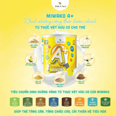 Sữa Công Thức Hạt Thực Vật Hữu Cơ MIWAKO A+ Vị Vani 700gr x 6 Hộp - Miwako Việt Nam