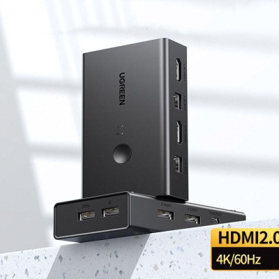 Ugreen UG90478CM571TK 4K 60Hz Bộ chuyển tín hiệu 2 CPU dùng 1 Màn hình cổng HDMI KVM Switch - HÀNG CHÍNH HÃNG