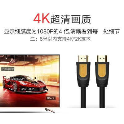 Ugreen UG10129HD101TK 2M màu Vàng Cáp tín hiệu HDMI chuẩn 2.0 hỗ trợ phân giải 4K * 2K 60hz - HÀNG CHÍNH HÃNG